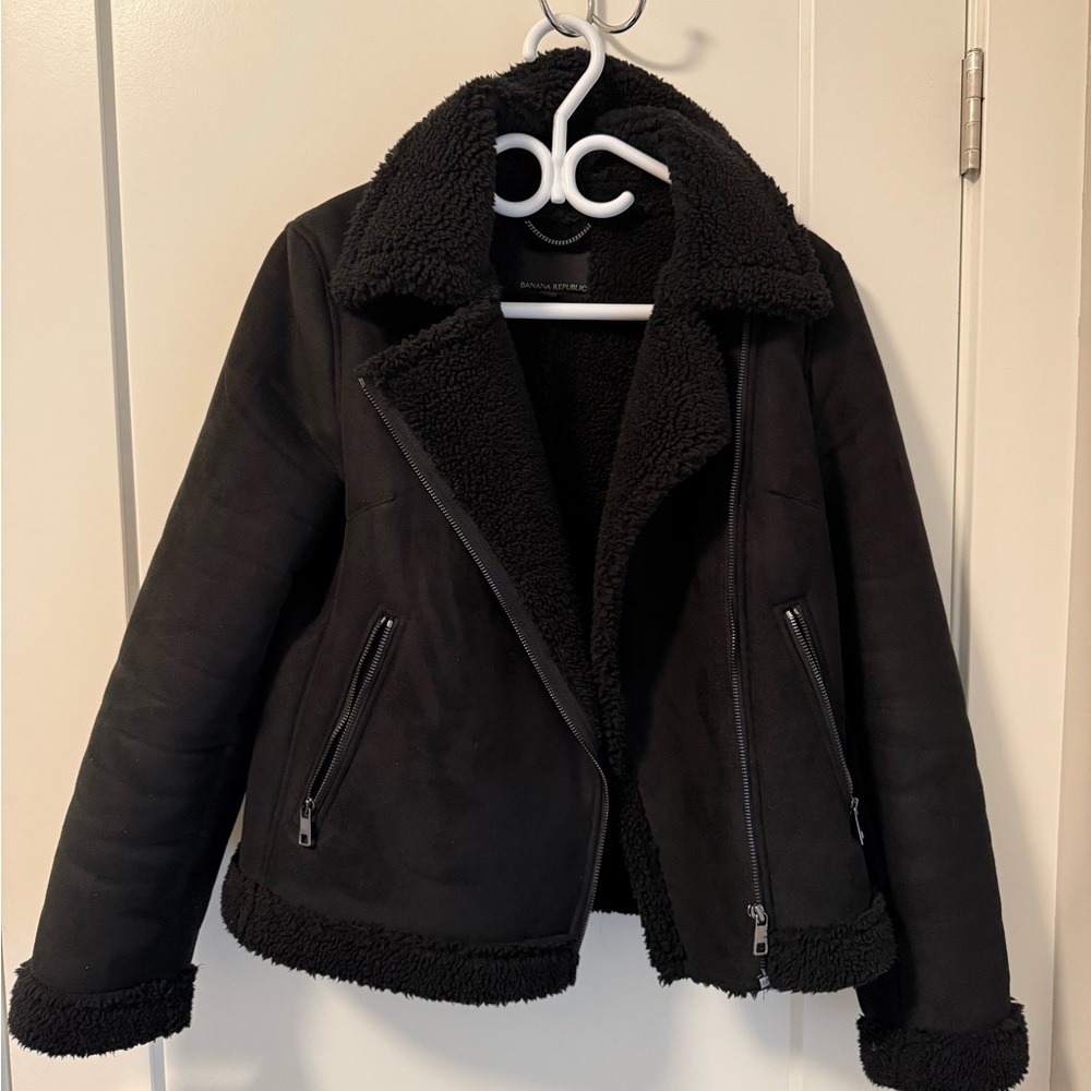 Banana Republic Black Teddy faux Shearling Jacket